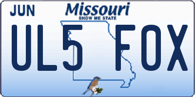 MO license plate UL5F0X