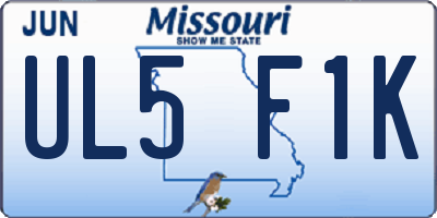 MO license plate UL5F1K