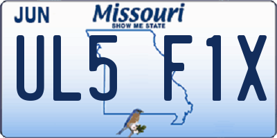 MO license plate UL5F1X