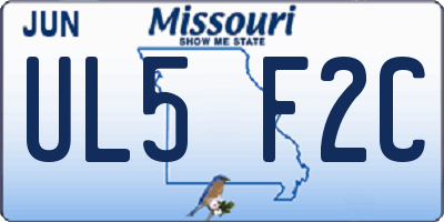 MO license plate UL5F2C