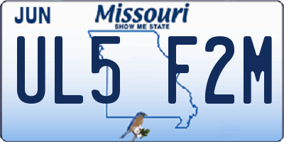 MO license plate UL5F2M