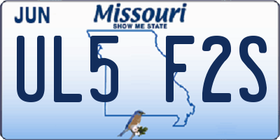 MO license plate UL5F2S