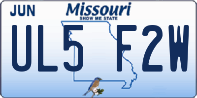 MO license plate UL5F2W