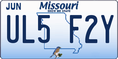 MO license plate UL5F2Y