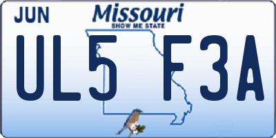 MO license plate UL5F3A