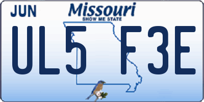 MO license plate UL5F3E