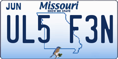 MO license plate UL5F3N