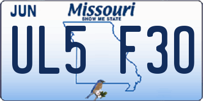 MO license plate UL5F3O