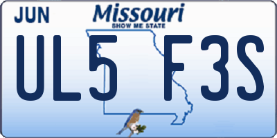 MO license plate UL5F3S