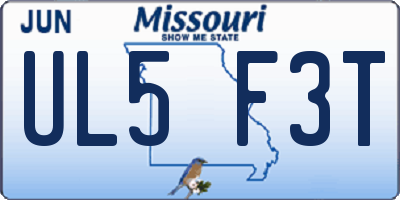 MO license plate UL5F3T