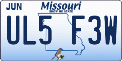 MO license plate UL5F3W