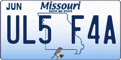 MO license plate UL5F4A