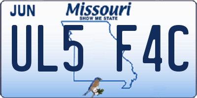 MO license plate UL5F4C