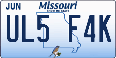 MO license plate UL5F4K
