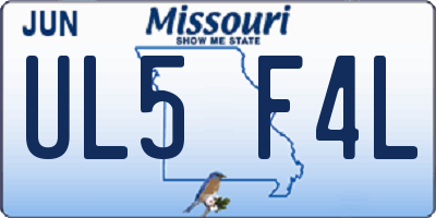 MO license plate UL5F4L