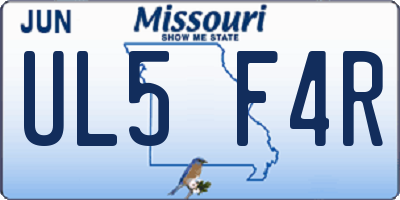MO license plate UL5F4R