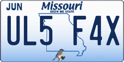 MO license plate UL5F4X