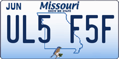 MO license plate UL5F5F