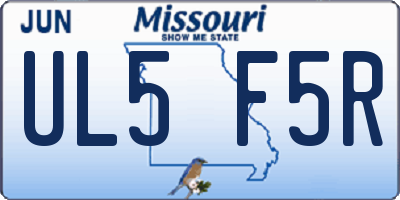 MO license plate UL5F5R