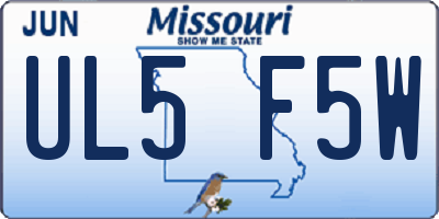 MO license plate UL5F5W