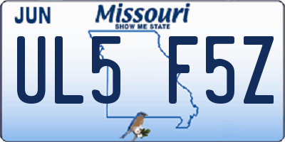 MO license plate UL5F5Z