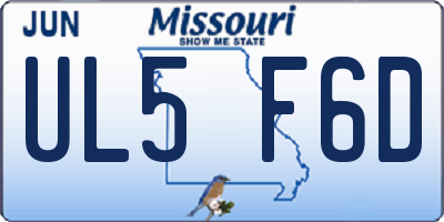 MO license plate UL5F6D