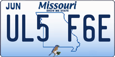 MO license plate UL5F6E