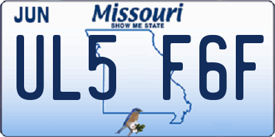 MO license plate UL5F6F