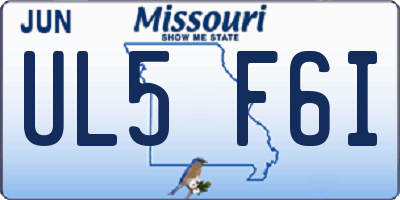 MO license plate UL5F6I