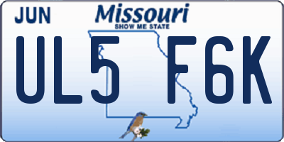 MO license plate UL5F6K