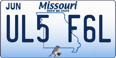 MO license plate UL5F6L