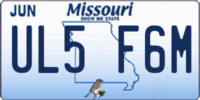 MO license plate UL5F6M