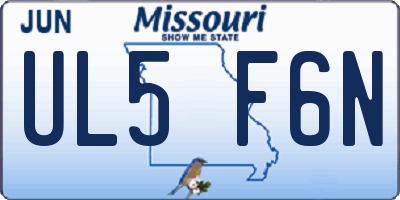 MO license plate UL5F6N