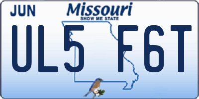 MO license plate UL5F6T