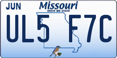 MO license plate UL5F7C