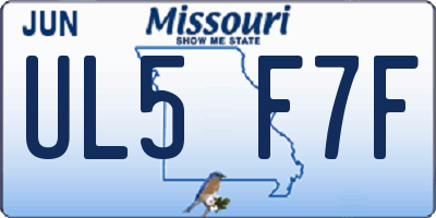 MO license plate UL5F7F