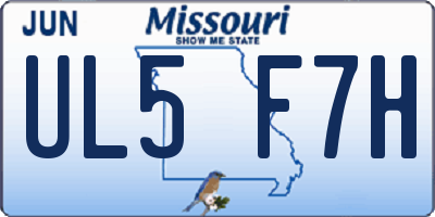MO license plate UL5F7H