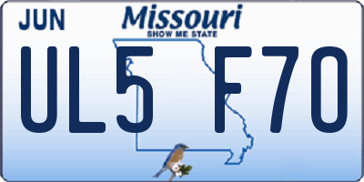 MO license plate UL5F7O