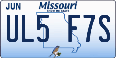 MO license plate UL5F7S