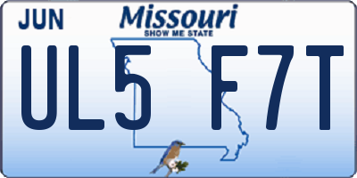 MO license plate UL5F7T
