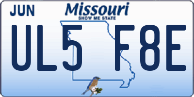 MO license plate UL5F8E