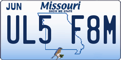 MO license plate UL5F8M