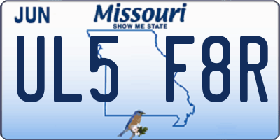 MO license plate UL5F8R