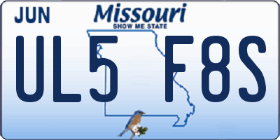 MO license plate UL5F8S