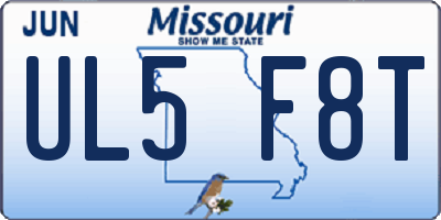MO license plate UL5F8T