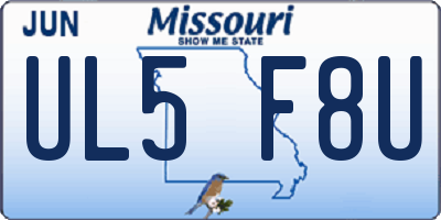 MO license plate UL5F8U