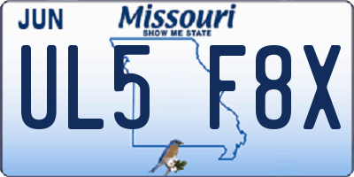 MO license plate UL5F8X