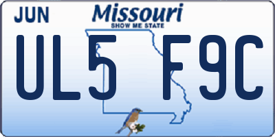 MO license plate UL5F9C