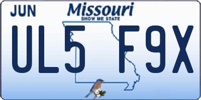 MO license plate UL5F9X