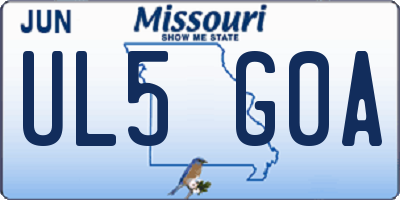 MO license plate UL5G0A
